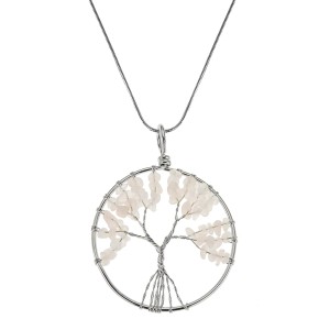 Naszyjnik - Drzewo Życia - Kwarc różowy - koło duże