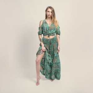 Bluzka wiązana - top - zielona