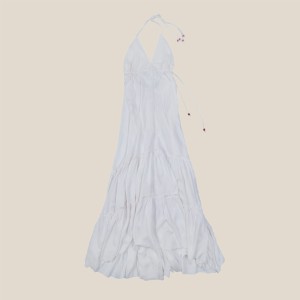 Sukienka długa - biała - wiązana na szyi i na plecach